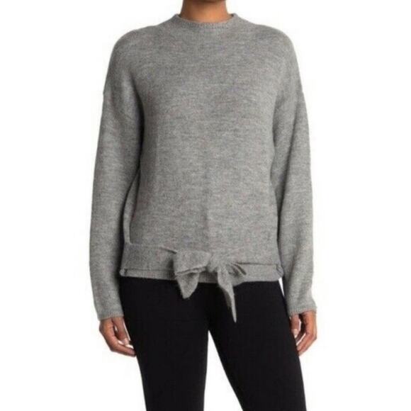 NWT Wayfair Gray Mock Collar Tie Front Sweater Size Medium - Picture 1 of 8